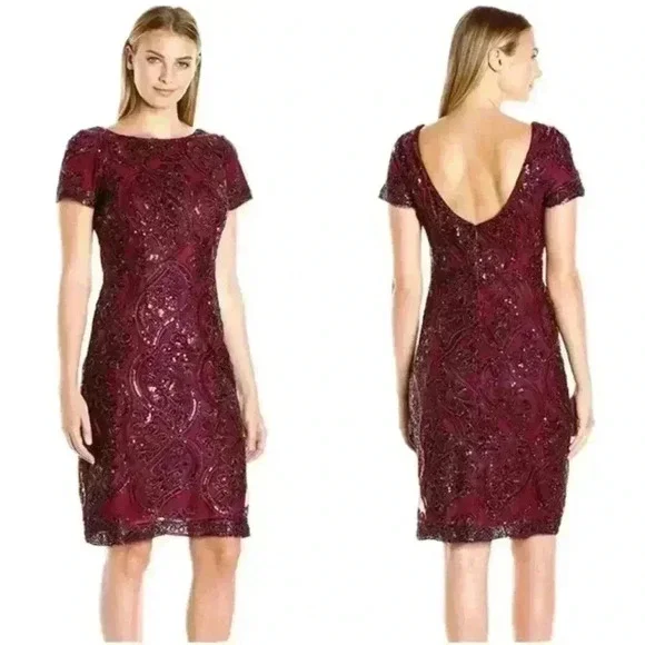 SD collection Lace Sequin Embroidered Sheath Dress Beaded party evening 8 - Picture 1 of 4
